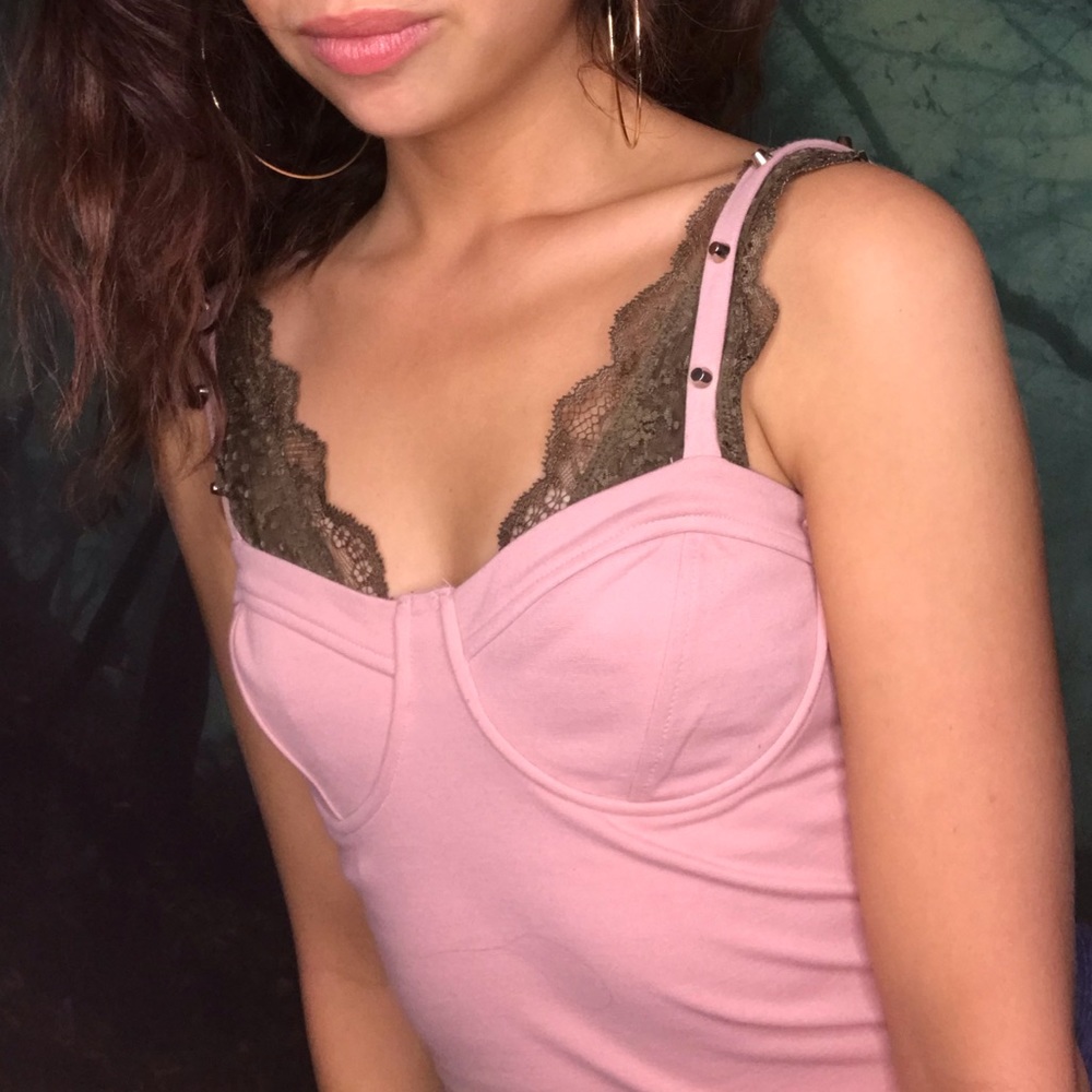 Pink Bustier Style Crop Top